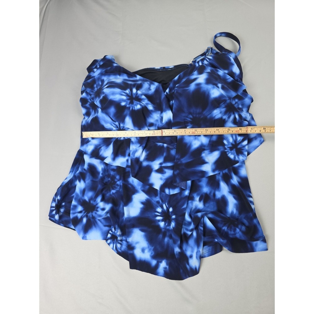 Aqua Green Womens Tankini Swimsuit Top Swimwear Tie Die Blue Plus Size 26W NWT - Picture 2 of 12